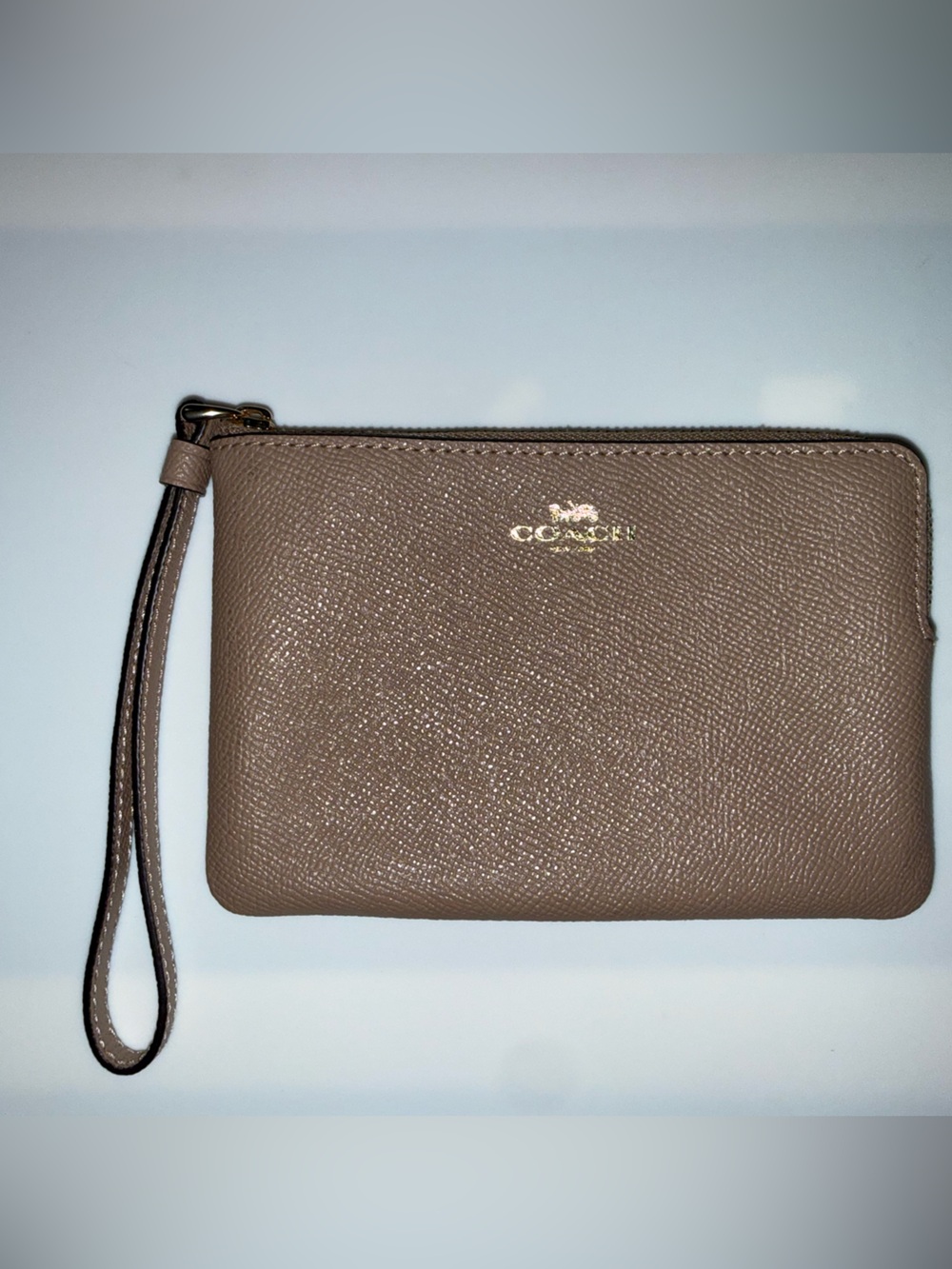 Coach Nude Leather Wristlet with Gold Logo